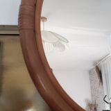 Miroir rond en rotin