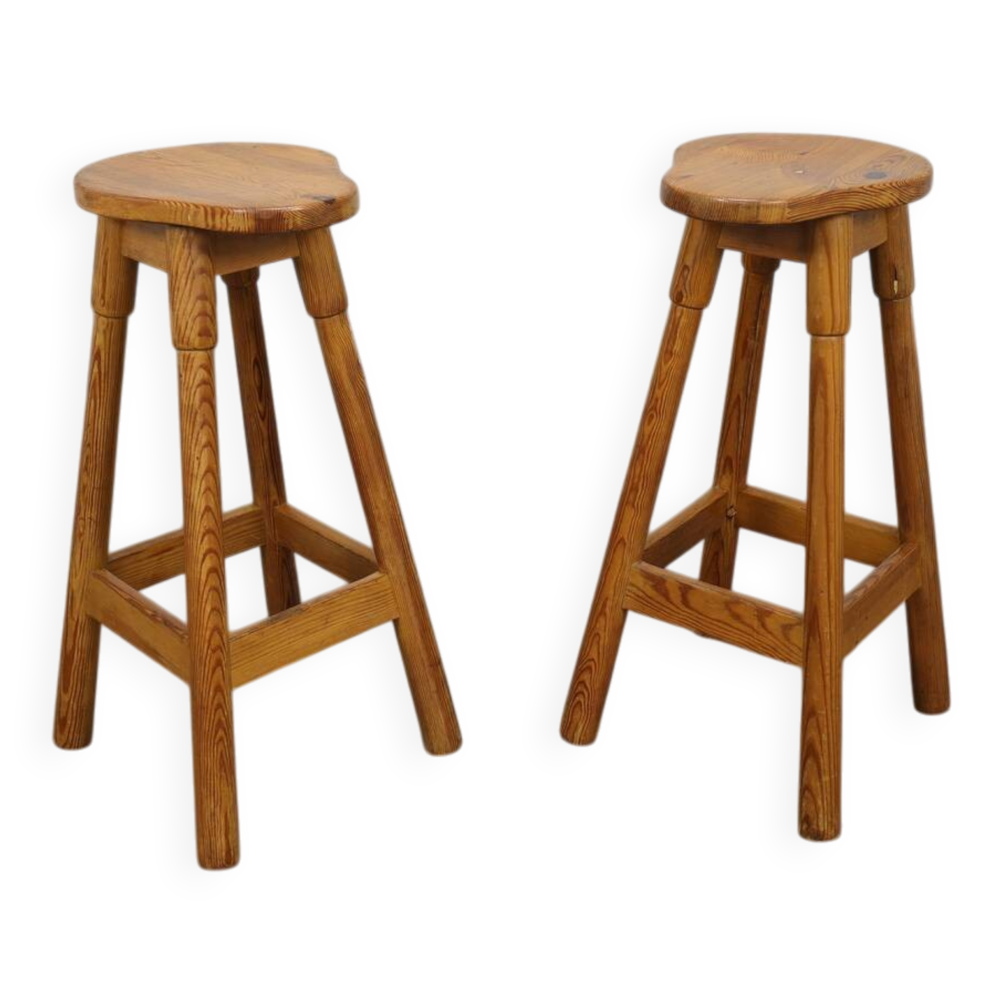Pair of Barstools in Pinewood, 1970s