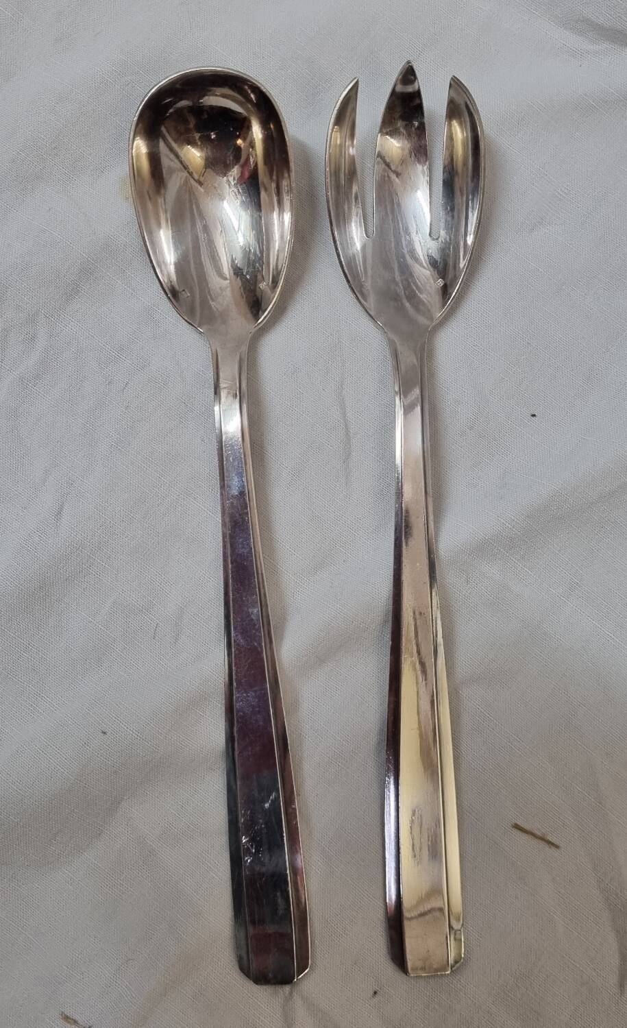 Art Deco silver salad servers