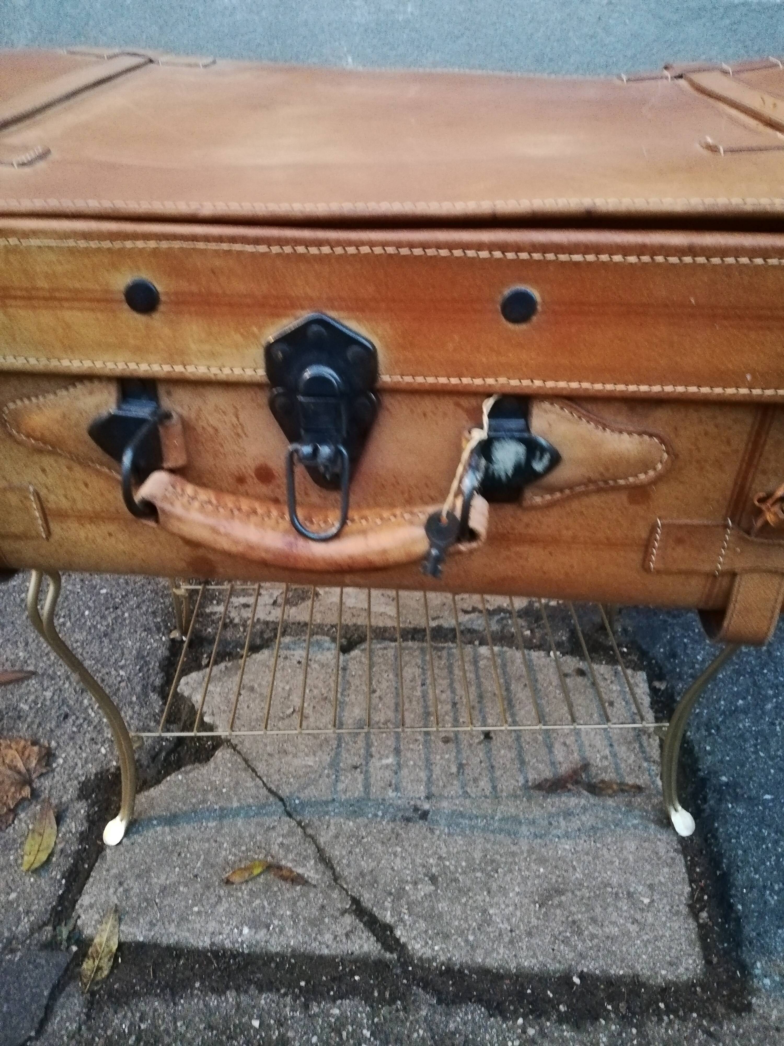 Antique leather suitcase