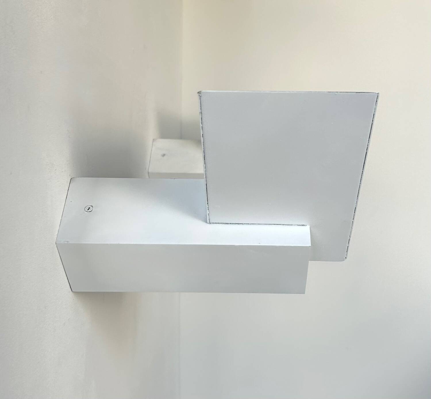 Pair of vintage geometric wall lights, matte white, France 1970