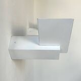 Pair of vintage geometric wall lights, matte white, France 1970