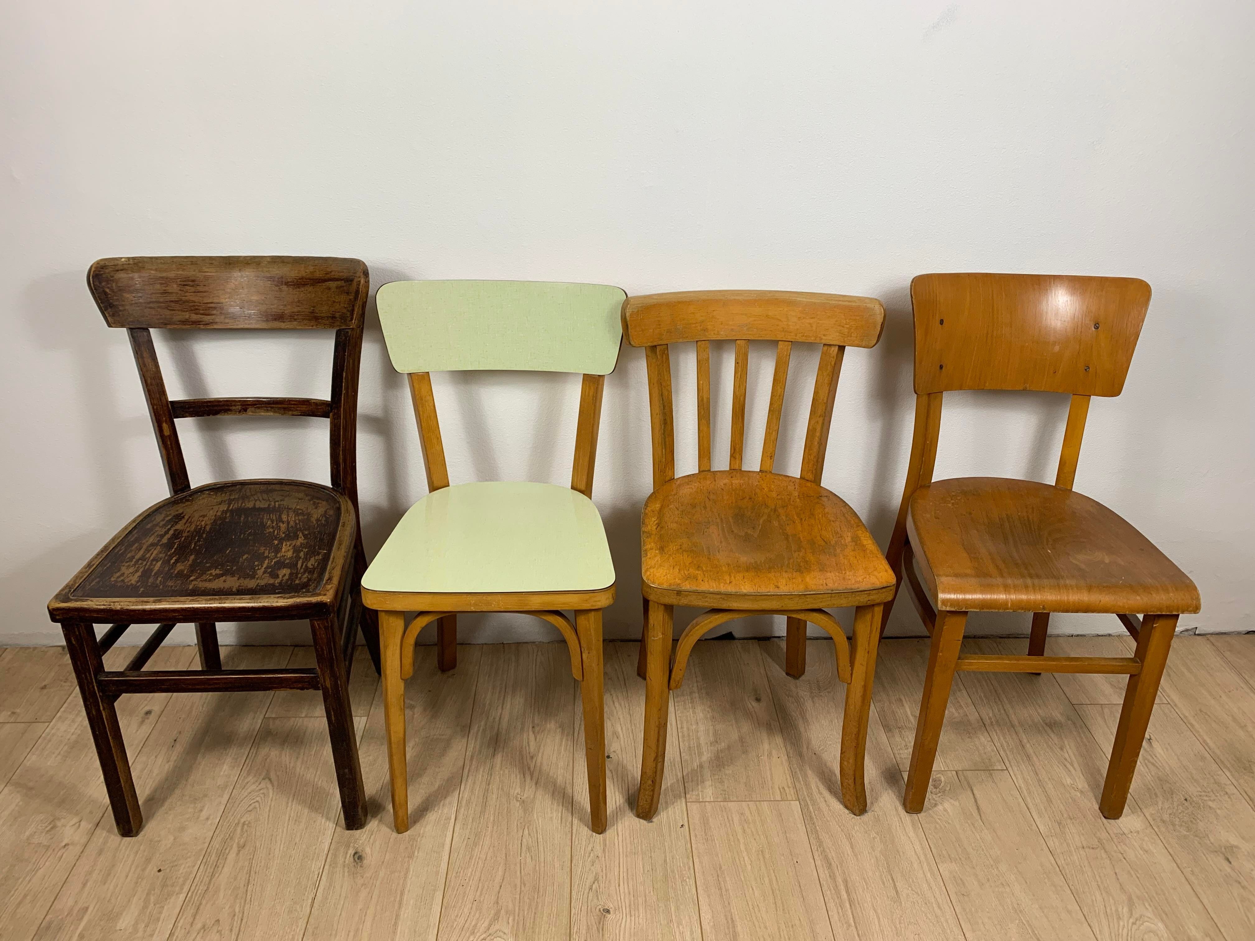 4 mismatched bistro chairs