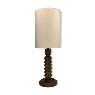 French modernist table lamp with bouclé shade, ca 1940s-1950s