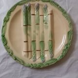 Set of 2 asparagus plates in barbotine, Longchamp earthenware, ironstone