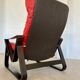 Vintage danish retro reclining lounge chair & stool in red leather by komfo