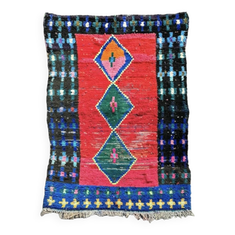 Red Boucherouite Berber rug 135x205 cm