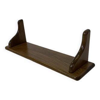 Vintage book shelf wall rack 1970s in dark oak - minimalist design
