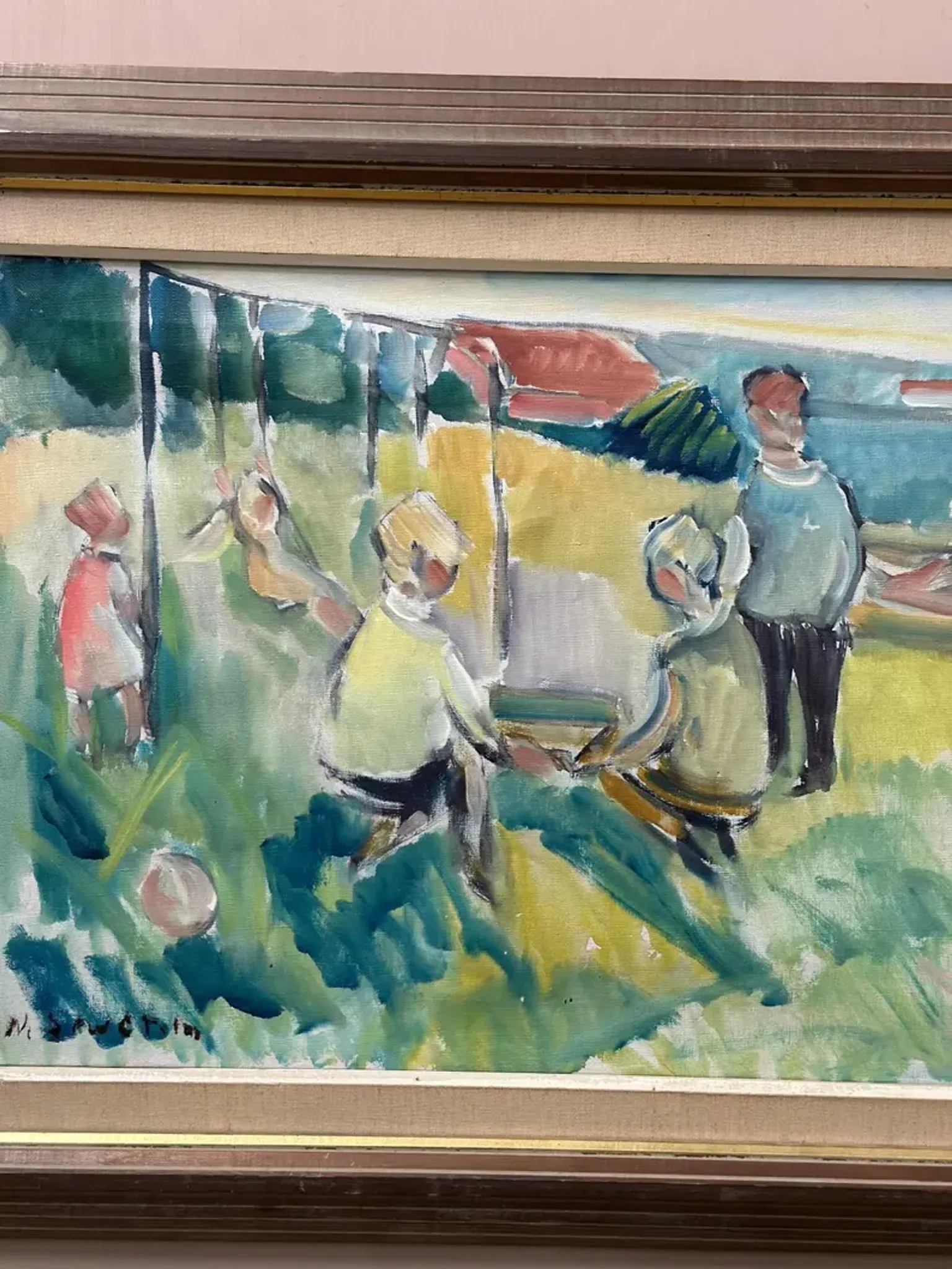Original Swedish Oil on Canvas – “Friends” by Nils Sewerin – Vintage & Framed