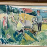 Original Swedish Oil on Canvas – “Friends” by Nils Sewerin – Vintage & Framed