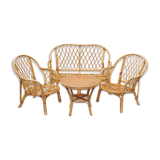 Lounge in rattan and bamboo