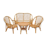 Lounge in rattan and bamboo