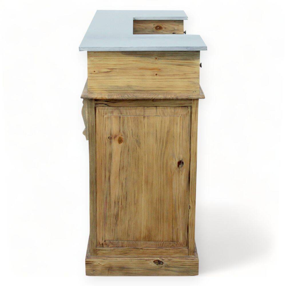 Industrial Bar Counter Solid Pine And Metal Léon 140cm