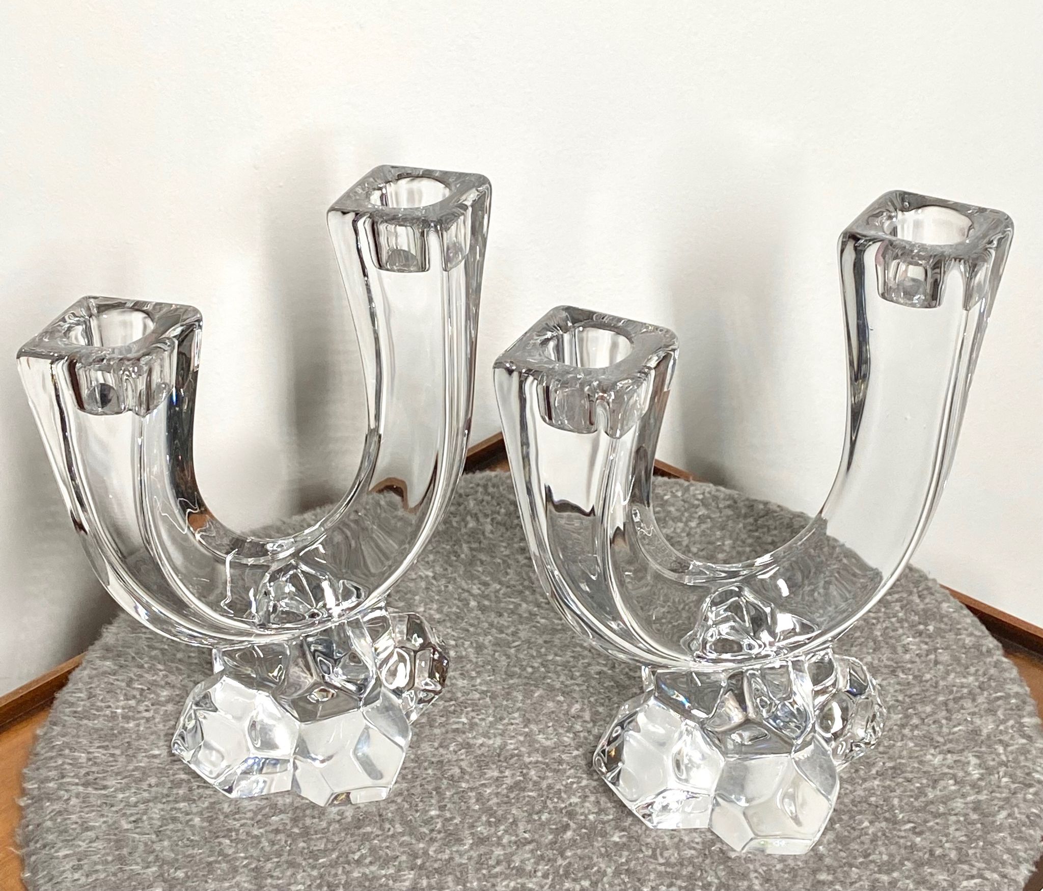Pair of art deco crystal chandeliers, Cristallerie Vannes Le Chatel