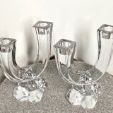 Pair of art deco crystal chandeliers, Cristallerie Vannes Le Chatel