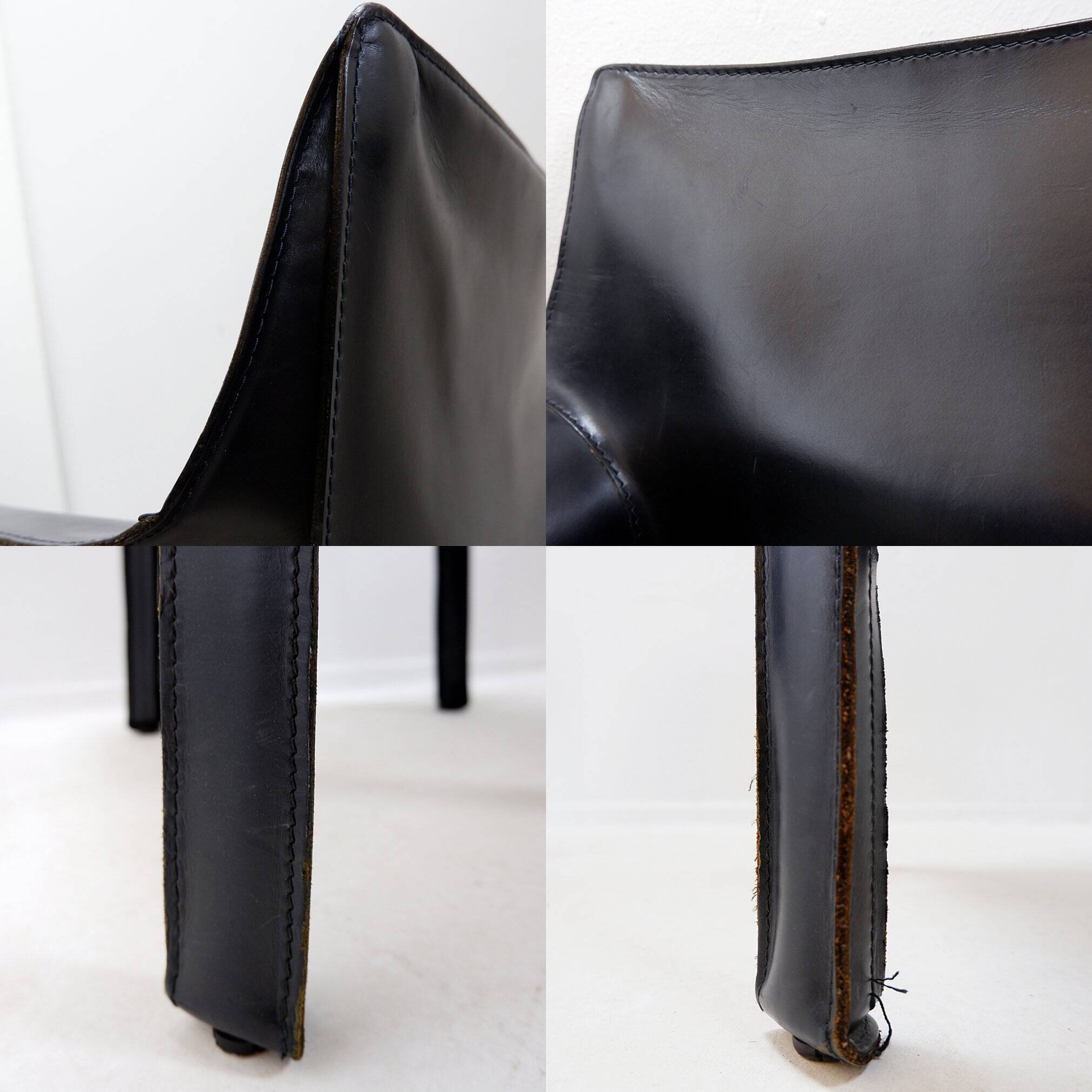 Set of 4 'Cab 413' chairs with armrests by Mario Bellini for Cassina - 1970s