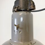 Industrial grey enamel hanging bauhaus lamp, 1930s