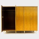 Large vintage mid century modern 5-door wardrobe in flamed maple, 1960s