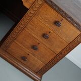 Bureau / Comptoir de Magasin Antique Art Nouveau en Chêne Sculpté, Pays-Bas, Début du 20ème Siècle