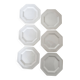 6 Vintage Octagonal Beaded Flat Dessert Plates - Johnson Brothers