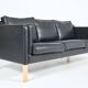 Danish design black leather sofa from Mogens Hansen
