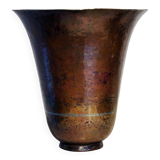Brassware vase with hammered decoration, Art Deco period, by Claudius Linossier