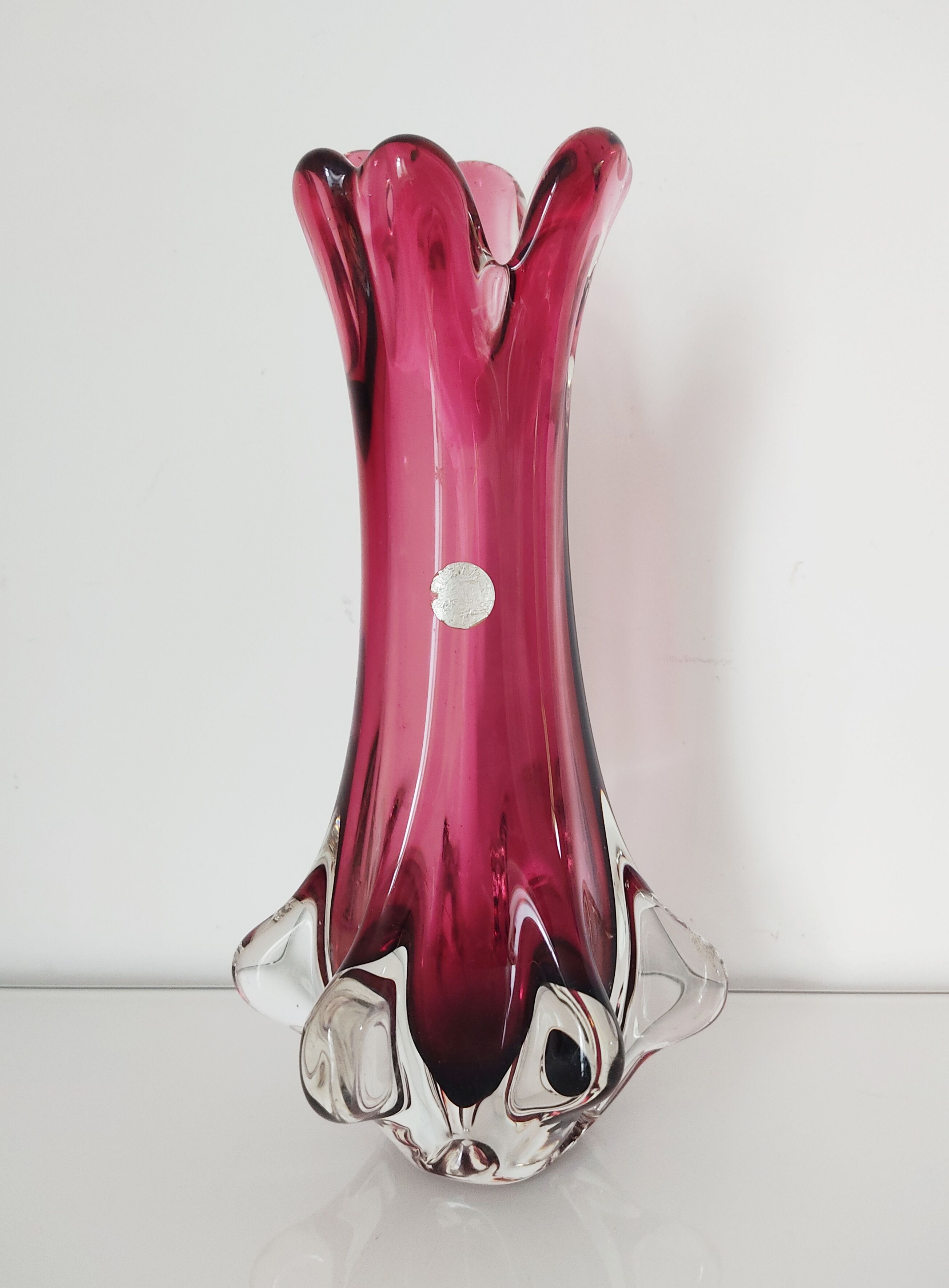 Vase Murano splash pink glass