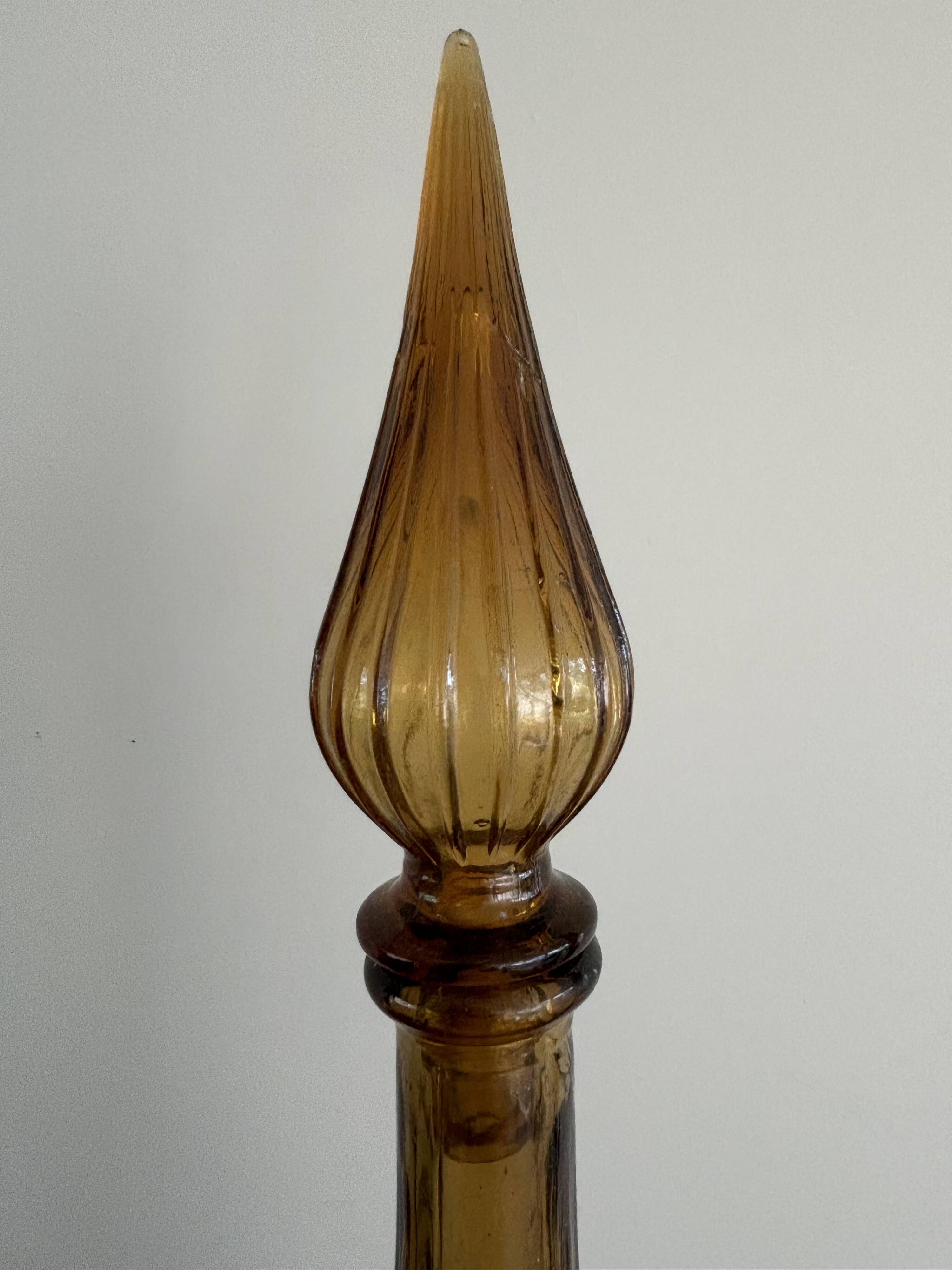 Vintage Empoli Glass Decanter with Stopper, Italy, 1960s