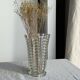 Vintage geometric moulded glass flared vase H21