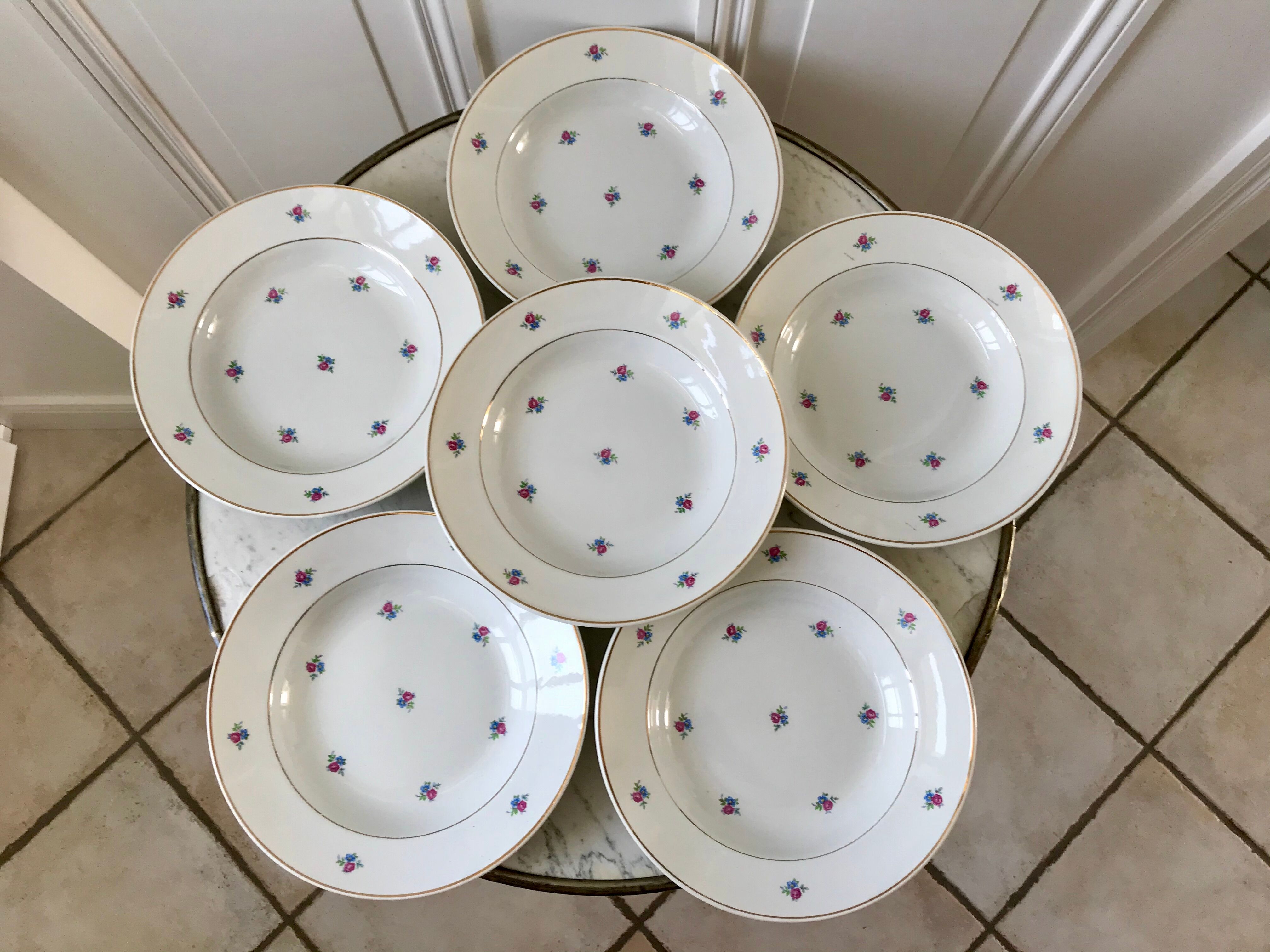 set of 6 hollow plates Digoin Sarreguemines model Floréal years 50-60