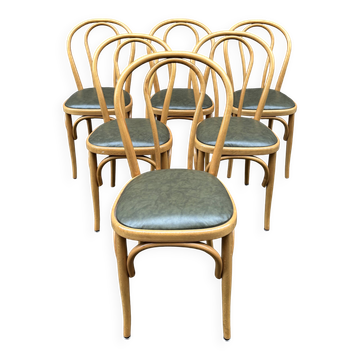 6 Chaises bistrot style Baumann cuir vintage 80s