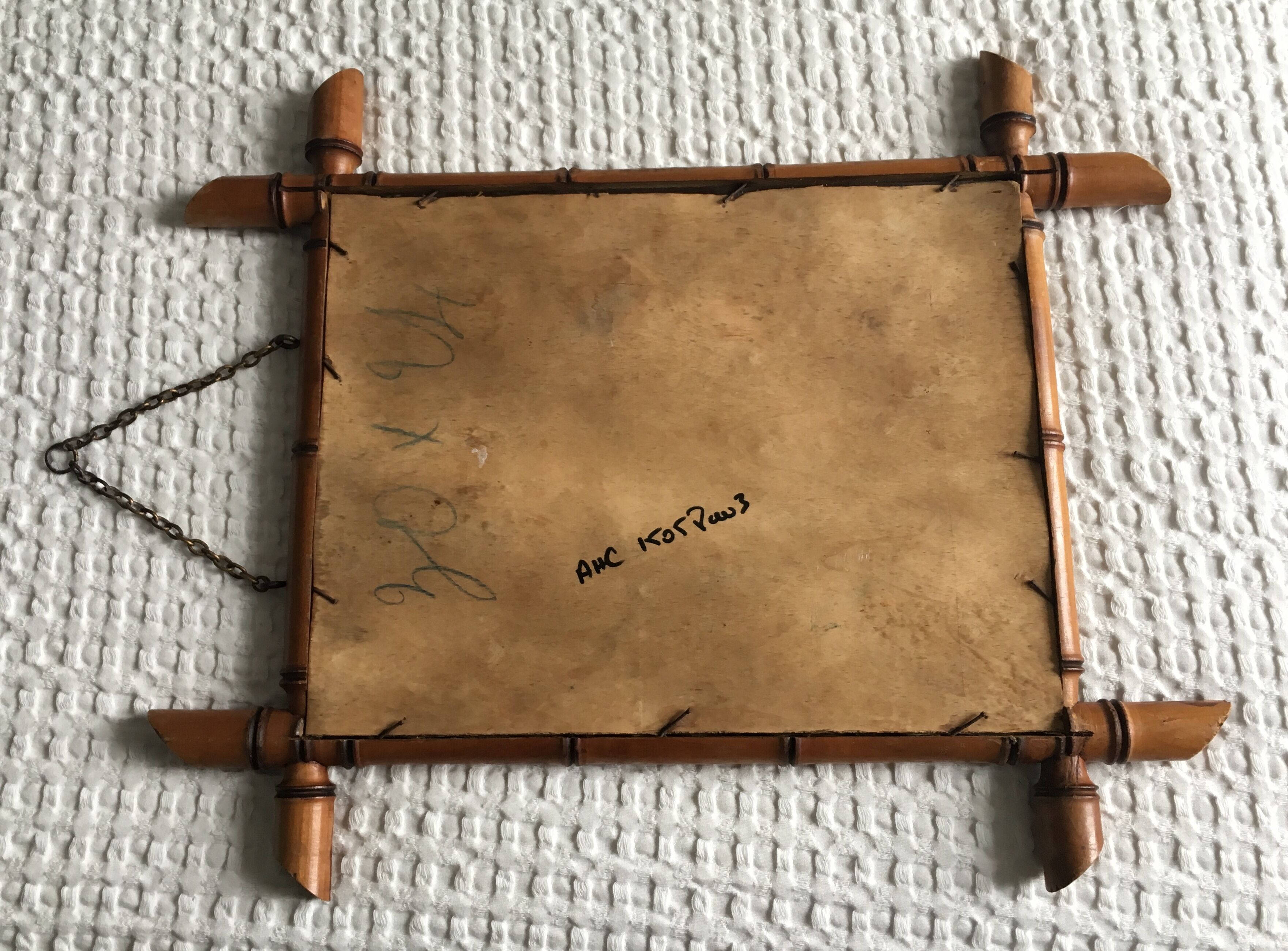 30s/40s bamboo wood mirror 38x45cm
