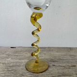 4 large, multicoloured, twisted champagne flutes