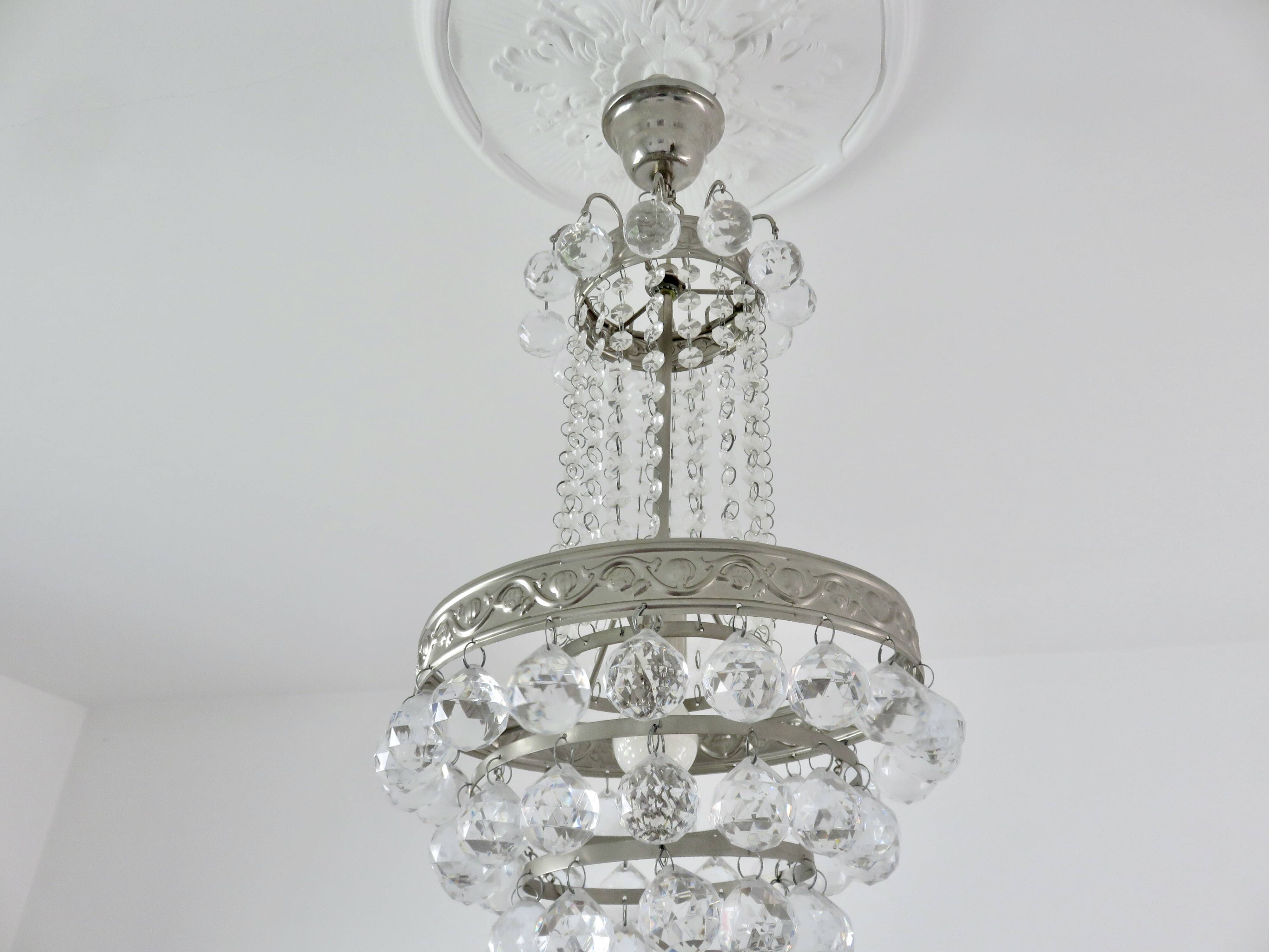 Lustre montgolfière panier à pampilles