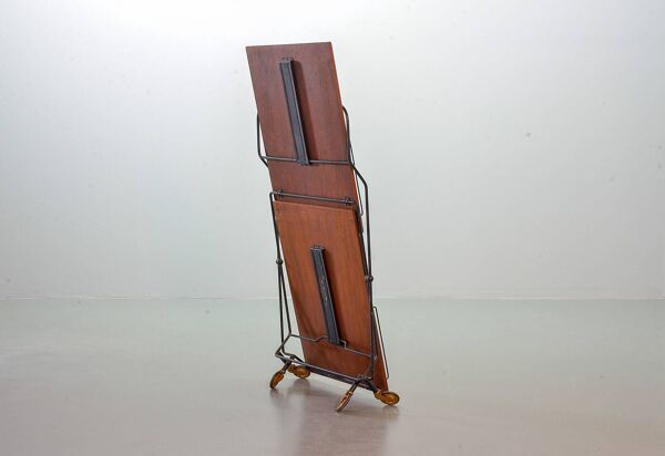 Desserte à thé scandinave minimaliste, pliable et mobile, en teck, Danemark, années 50