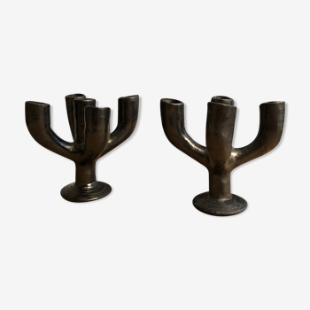 Pair of midcentury ceramic candlesticks