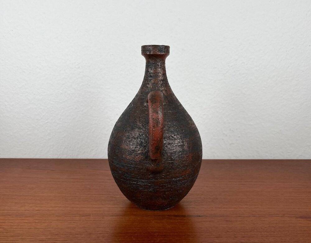 Carafe vase from the German pottery workshop, mid-century brutalist by Gerhard Liebenthron, 1964.