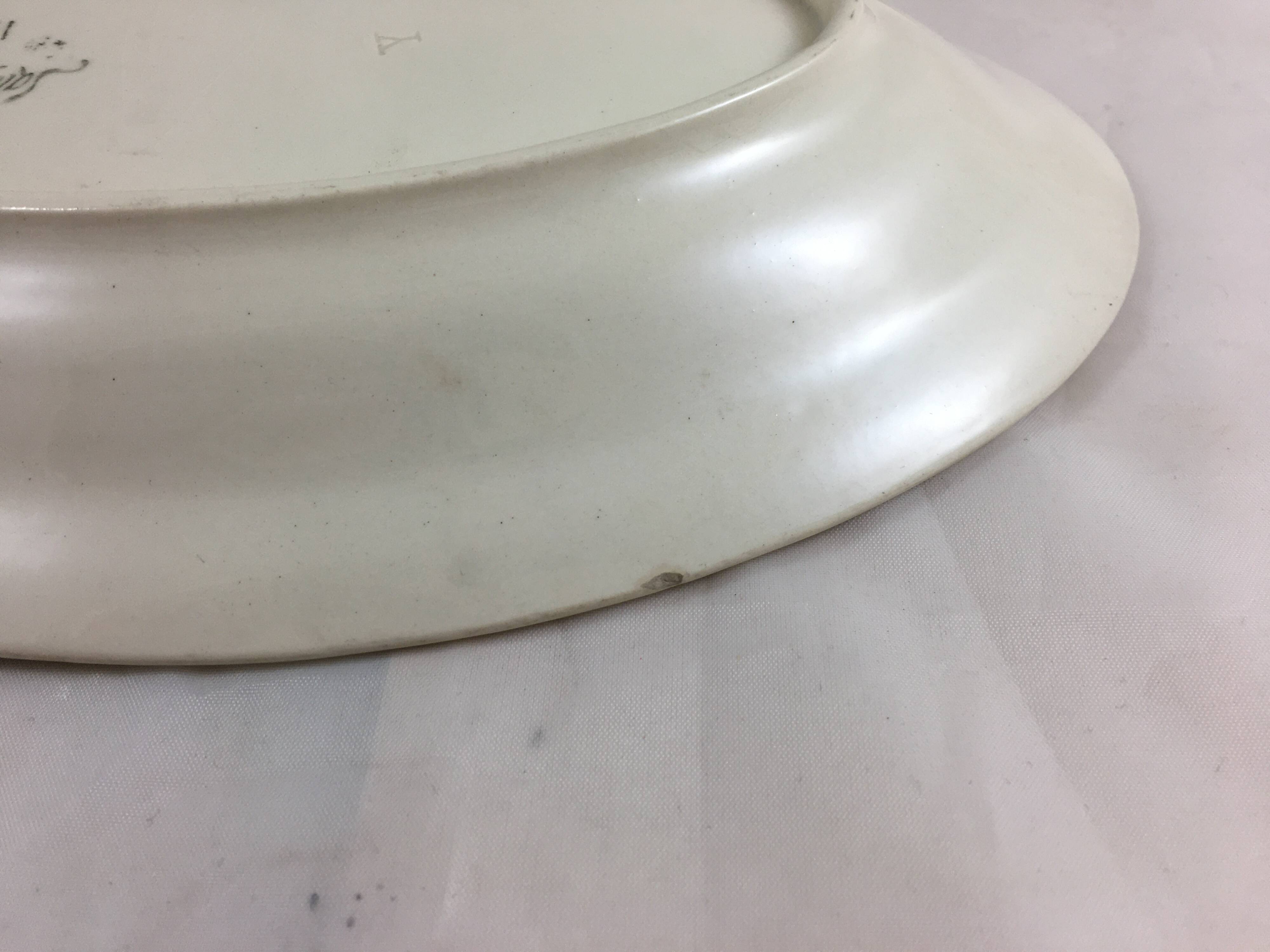 Ramekin x 2 Oval dish Old Model Iris Fleurs French manufacture signed Sarreguemines