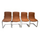 Suite of four Italian chairs in fabric and metal