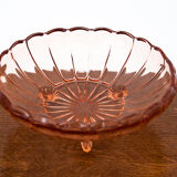 Salmon colored bowl on legs, Ząbkowice, Poland, 1930s