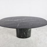 Vintage oval black marble dining table, 1970s