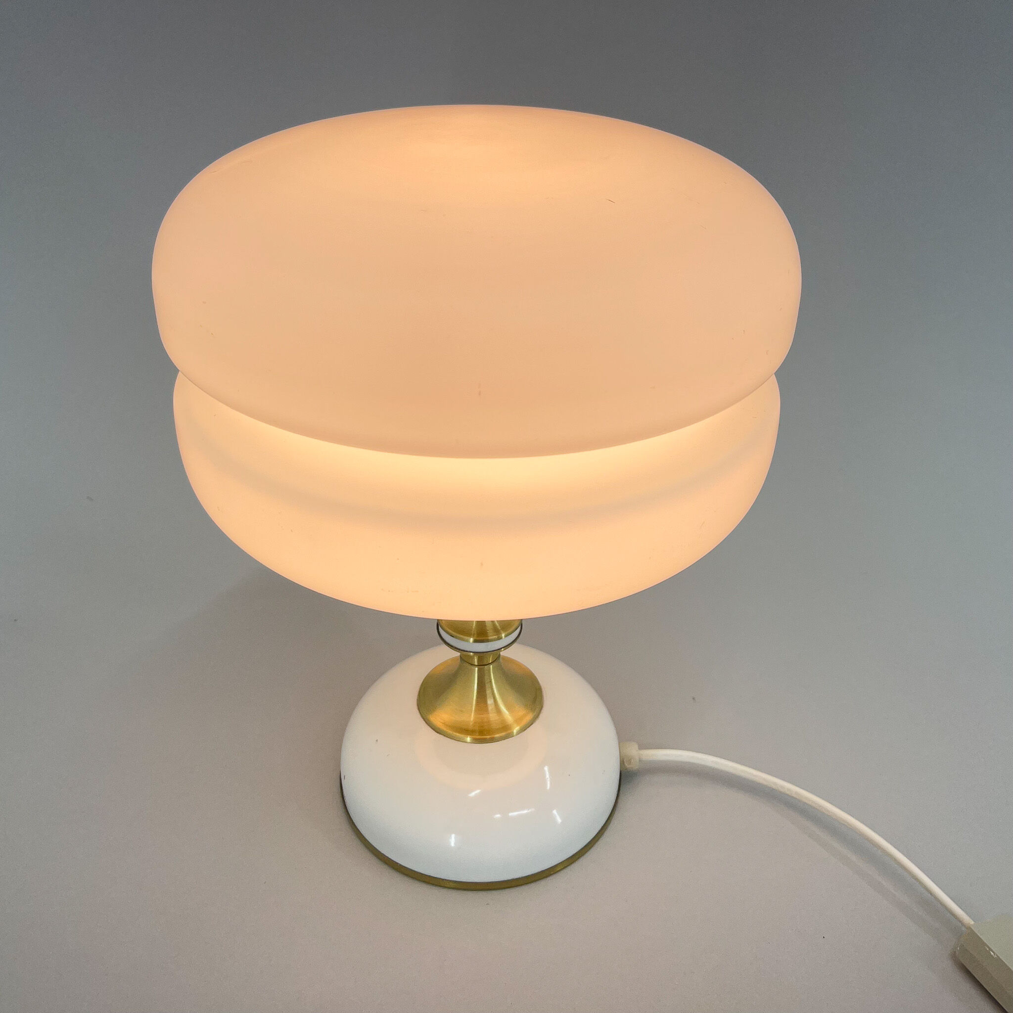 1970's Milk Glass Brass Table Lamp by Napako