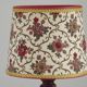 French Vintage Round Wooden Barley Twist Table Lamp With Floral Shade