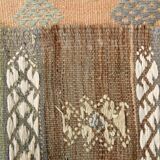 Light Green Striped Vintage Kilim Runner Rug, 63x180Cm