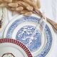 6 blue and pink dinner plates