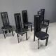 Vintage high back italian leather dining chairs, 1980s