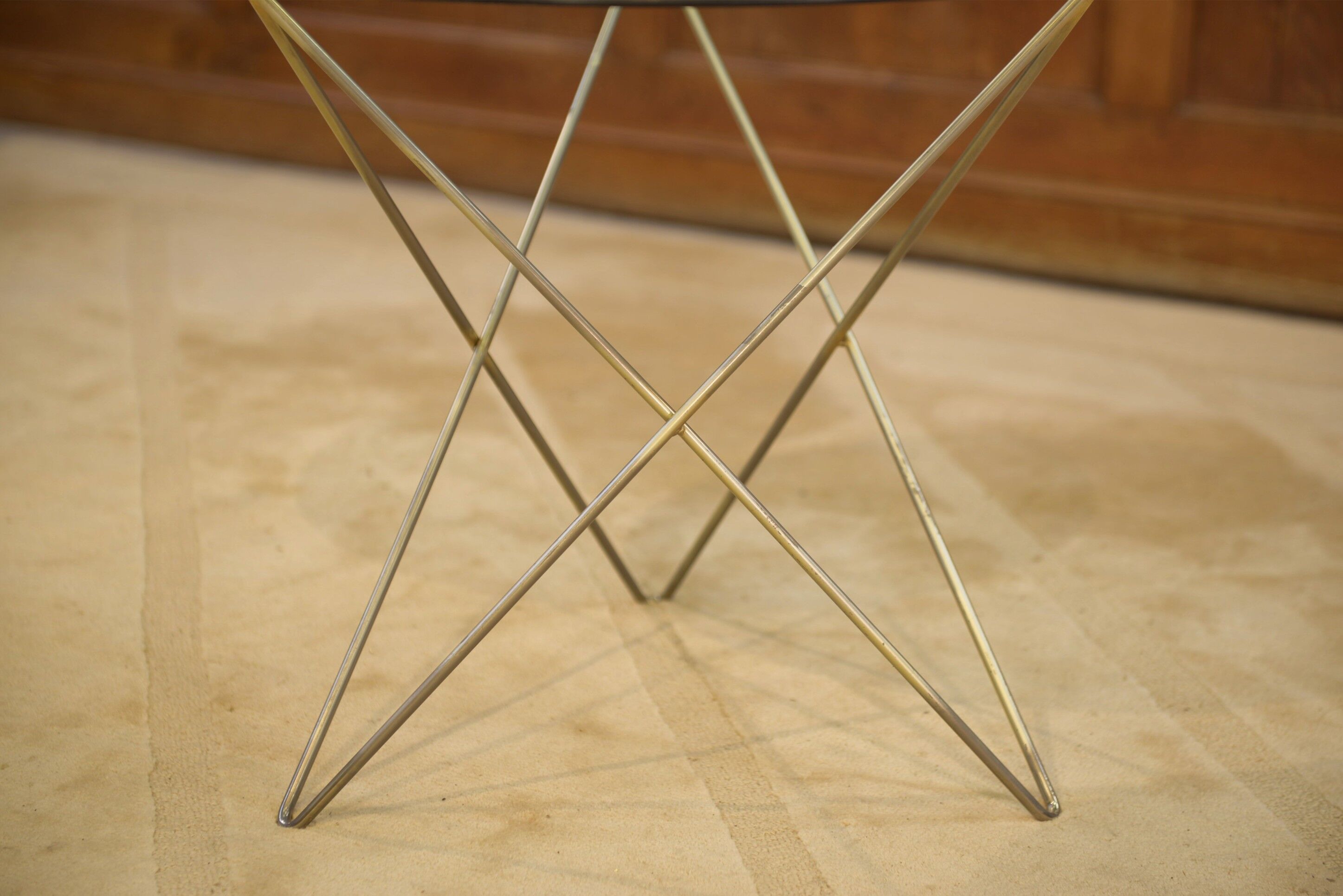 Brass and glass side table, 1960s design.