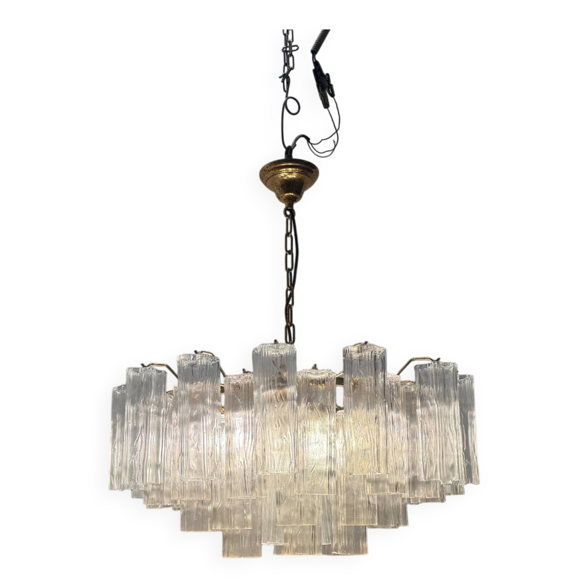 Chandelier en verre de Murano Tronchi des années 1970