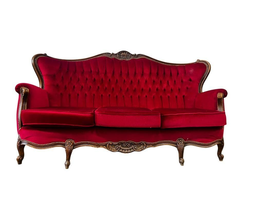 Vintage fuchsia baroque canapé / three-seater / sofa