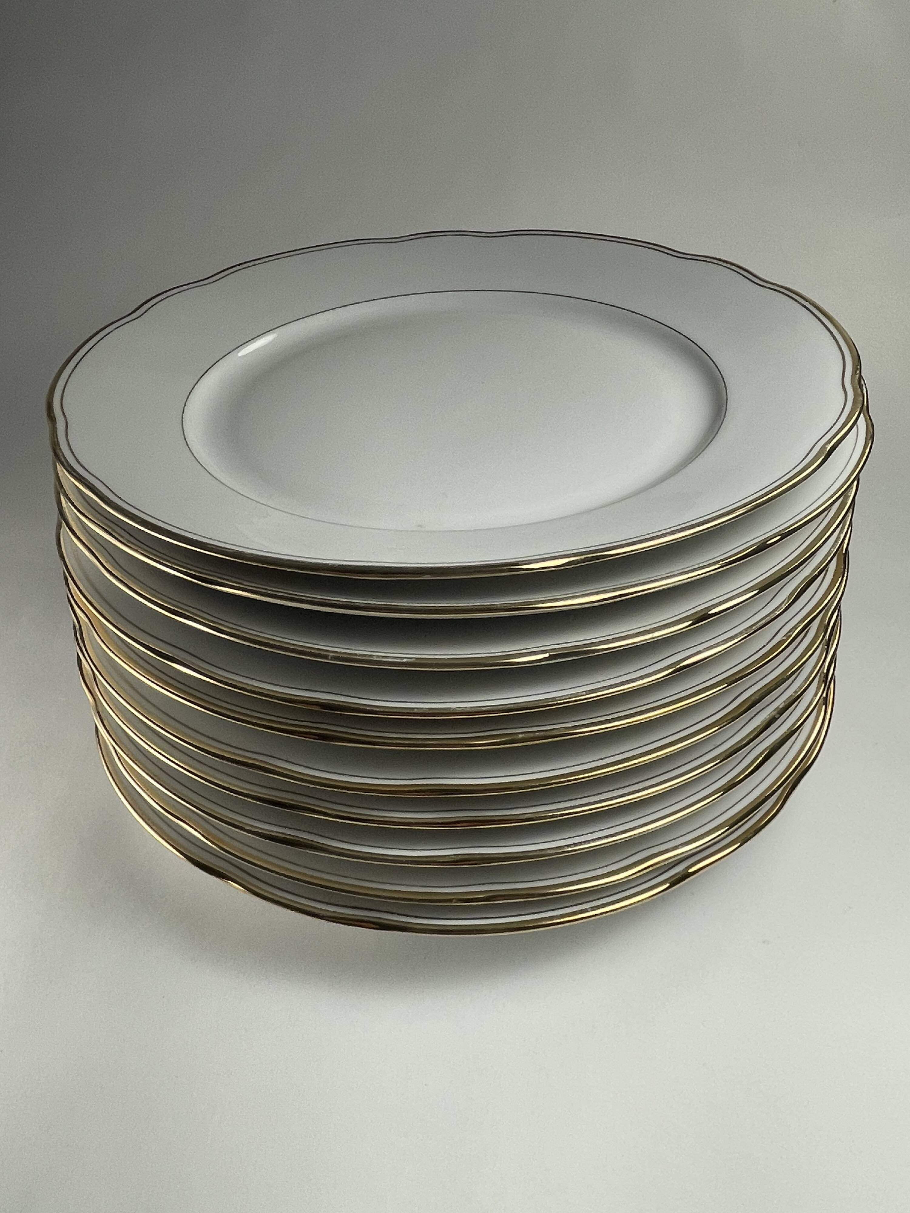 Lot de 10 Assiettes Plates Dorées Bavaria